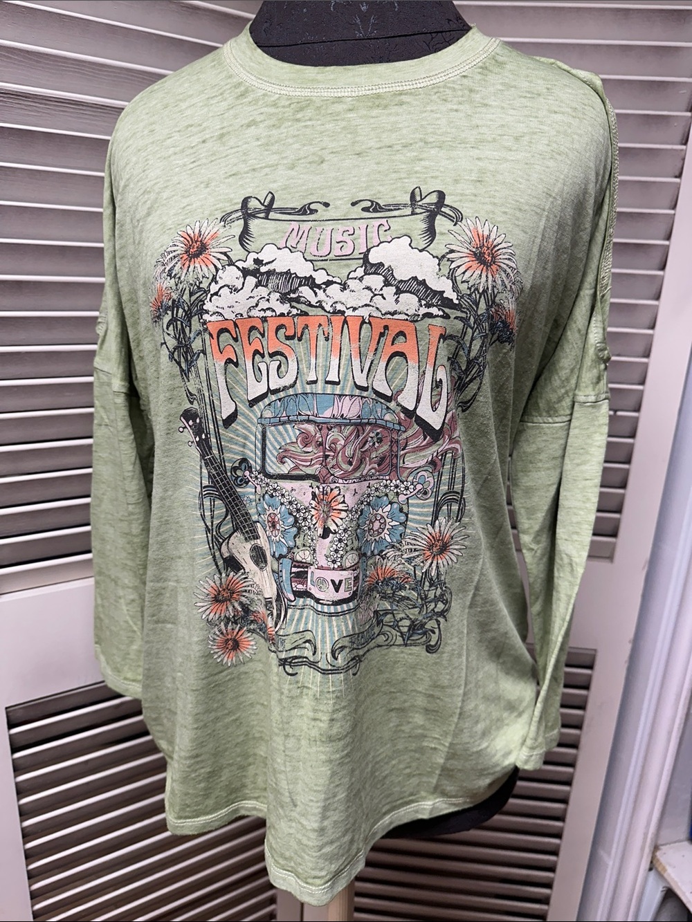 Cato Light Green Festival Graphic Long-Sleeve Tee